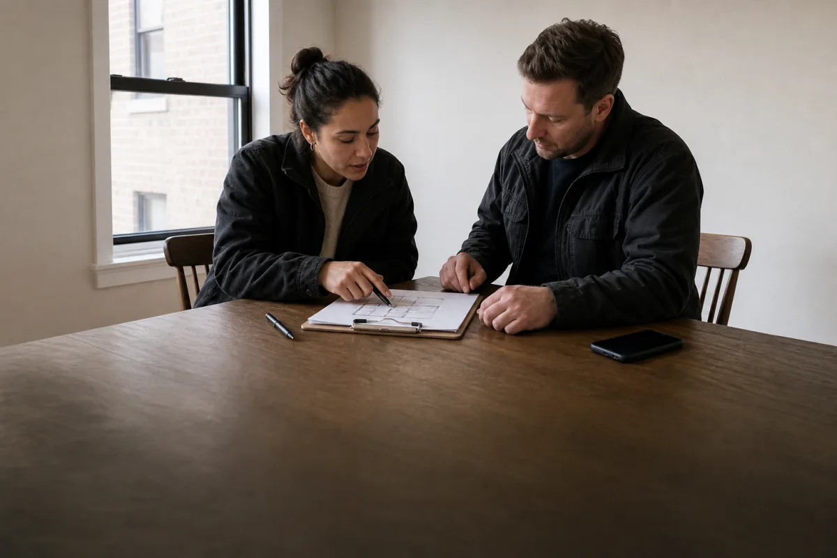 Property operations team reviewing an inspection plan together